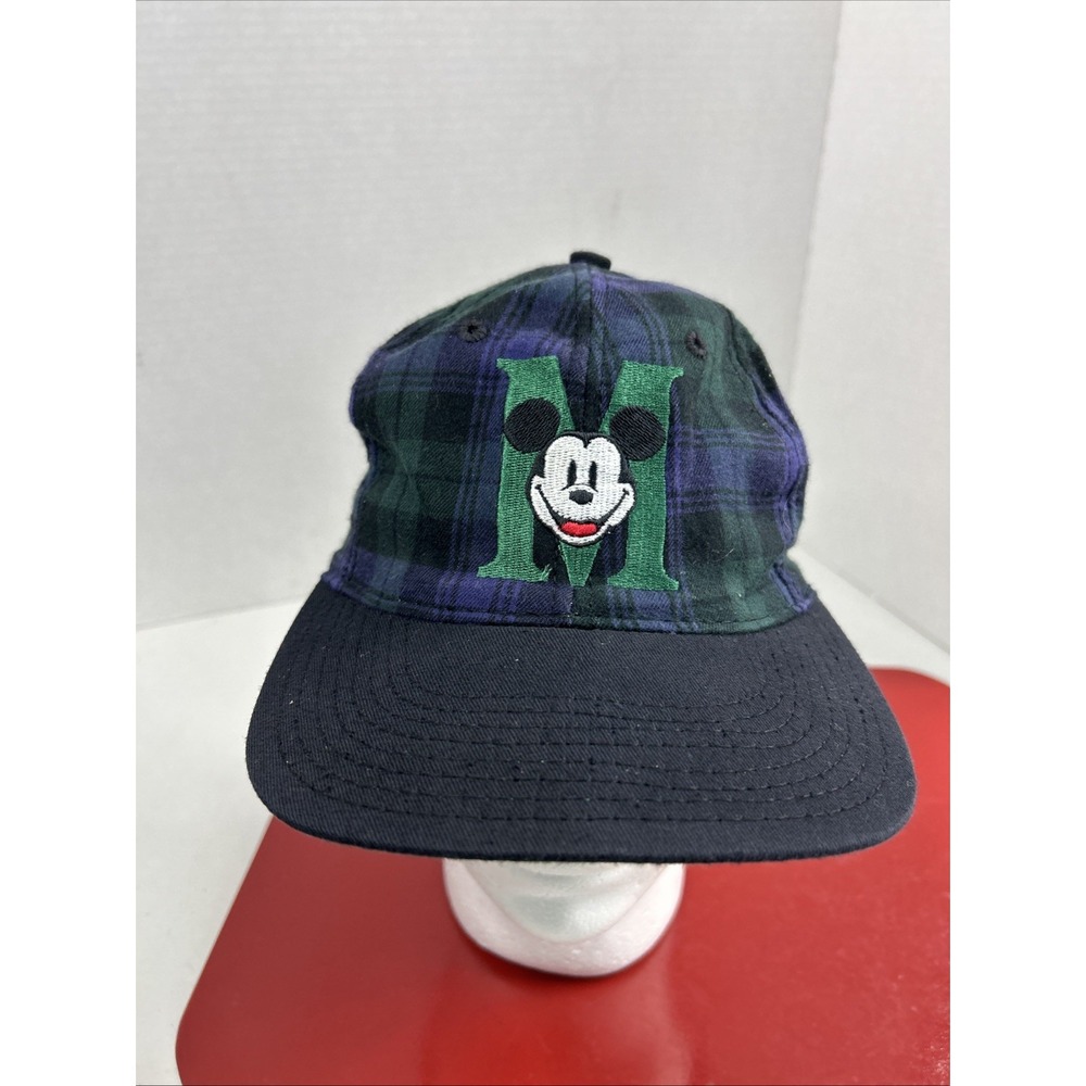 Vintage Mickey Mouse Hat Mens OS Blue Flannel Snap Made In USA Disney Store
